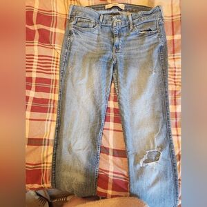 Hollister Blue Boot Cut Jeans with Distressed Detail 7R W28 L33